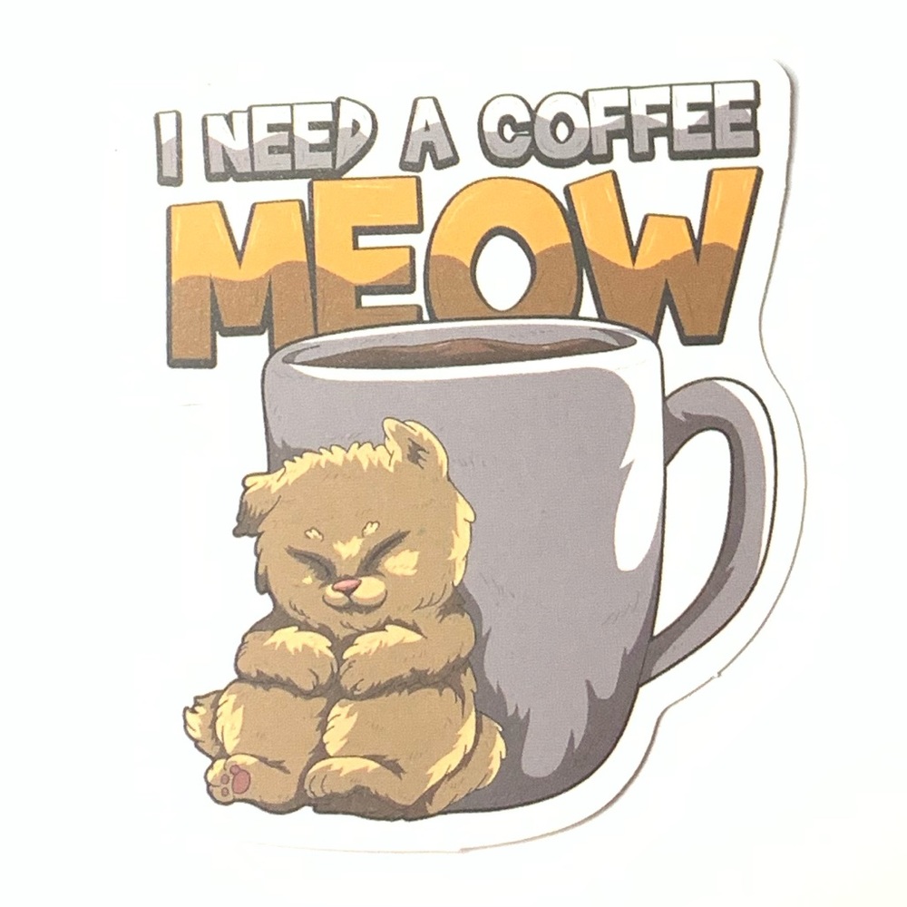 Cat and Coffee Vinyl Sticker